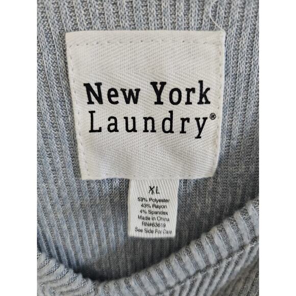 New York Laundry Sweater Sz XL Ribbed Button Sleeve High Low Loose Fit New - Picture 6 of 10